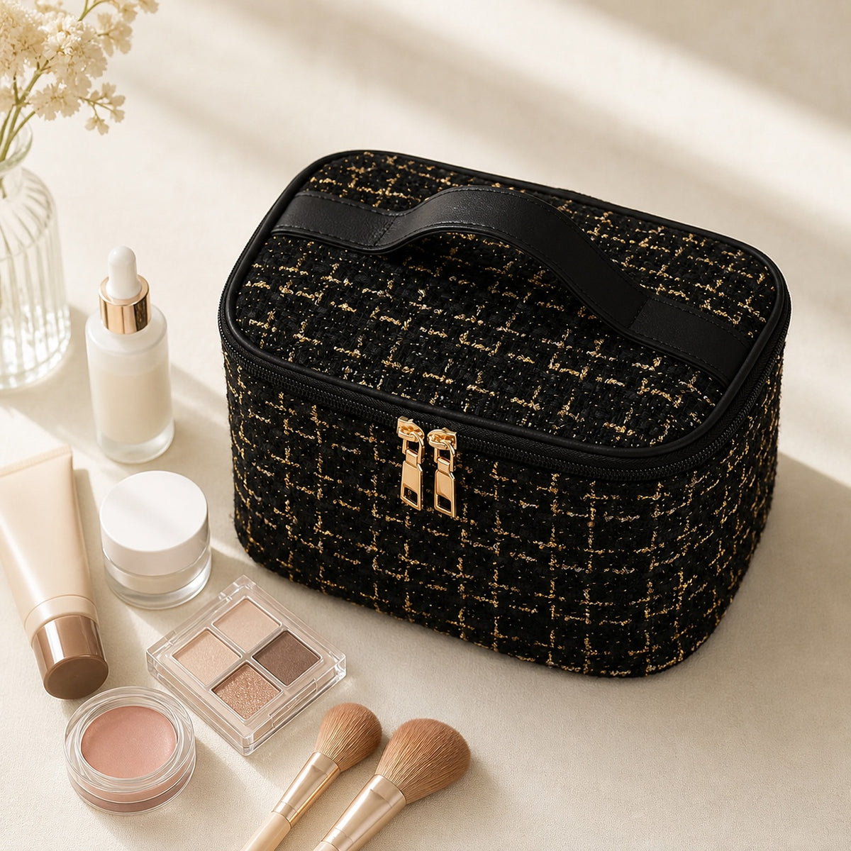 Woven Travel Makeup Bag