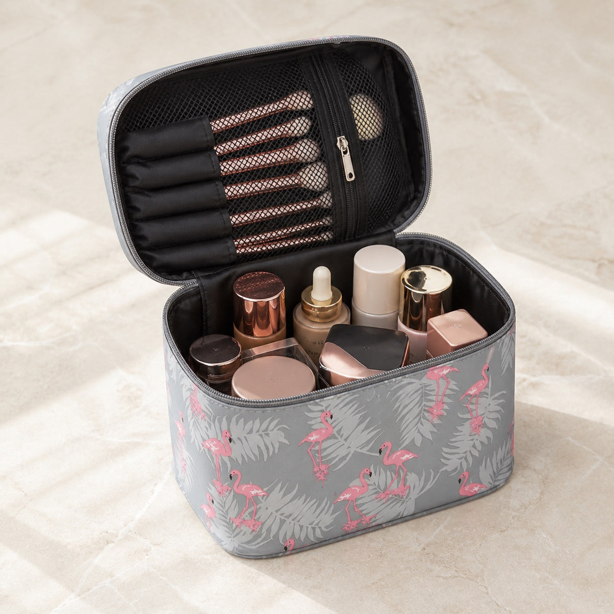 Multi-Compartment Travel Makeup Bag