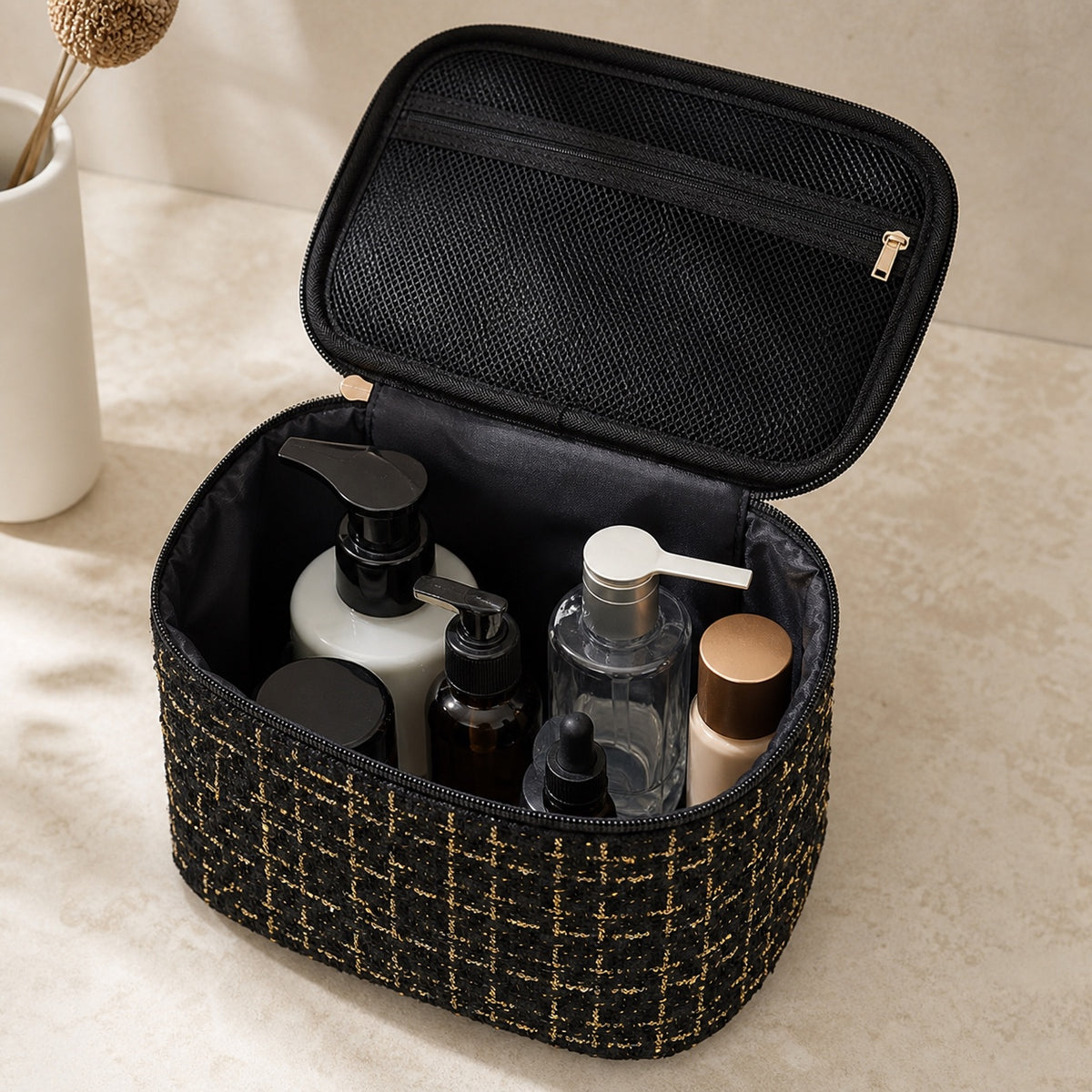 Woven Travel Makeup Bag