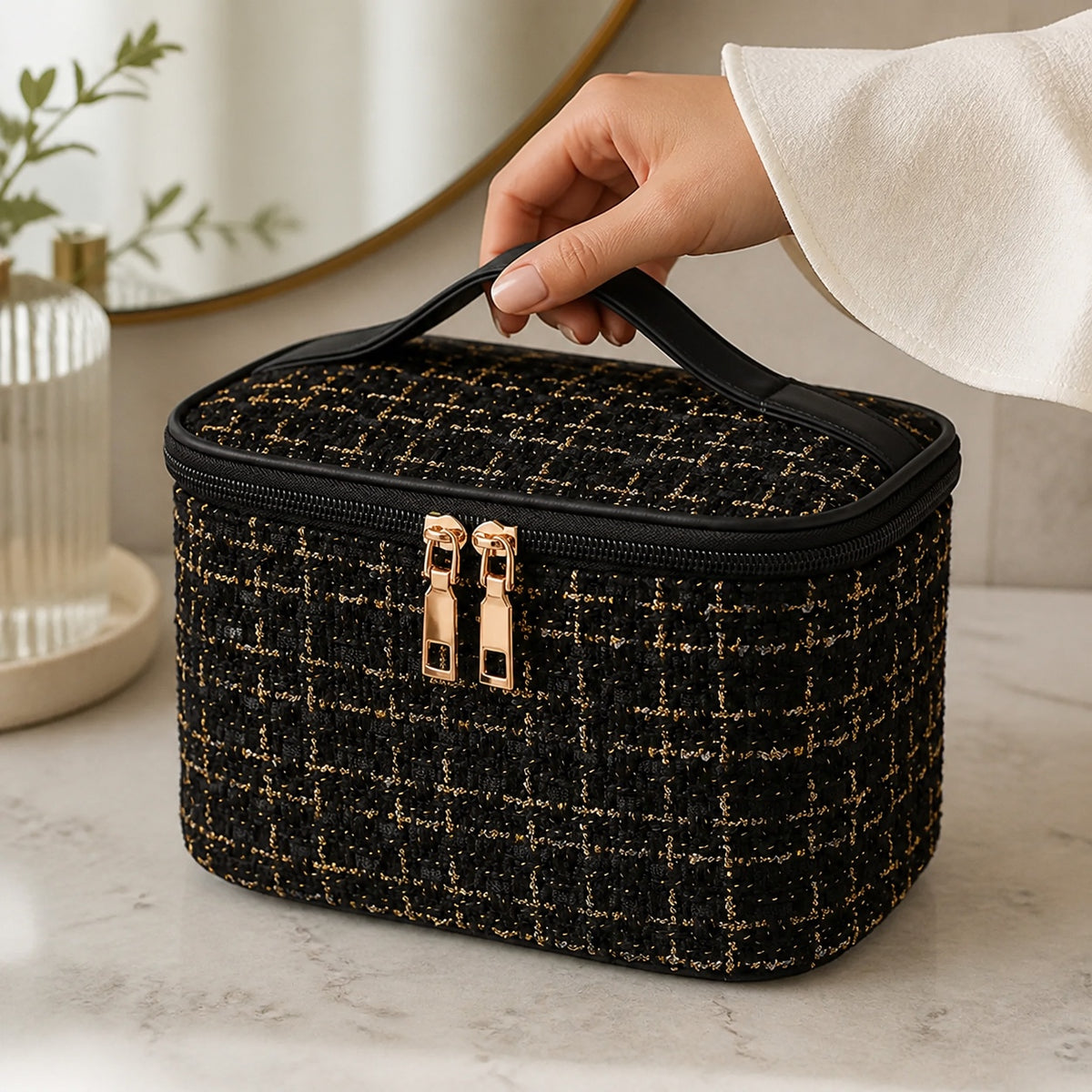 Woven Travel Makeup Bag