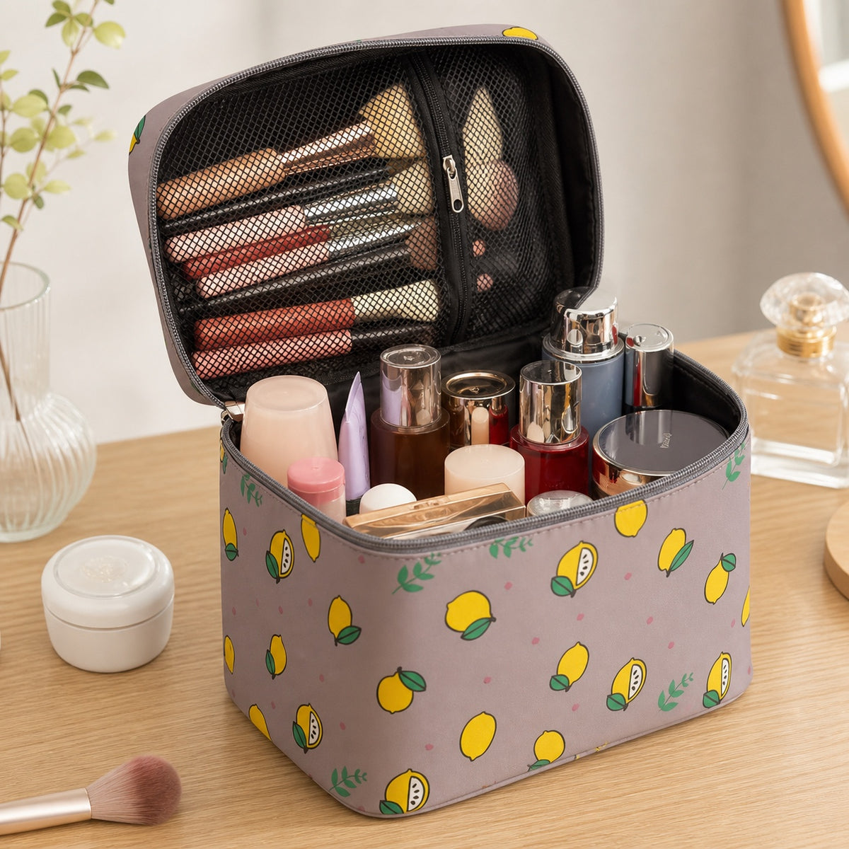 Multi-Compartment Travel Makeup Bag